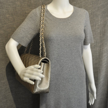 Chanel Lambskin Quilted Jumbo Flap Metallic Bronze 3 of 11