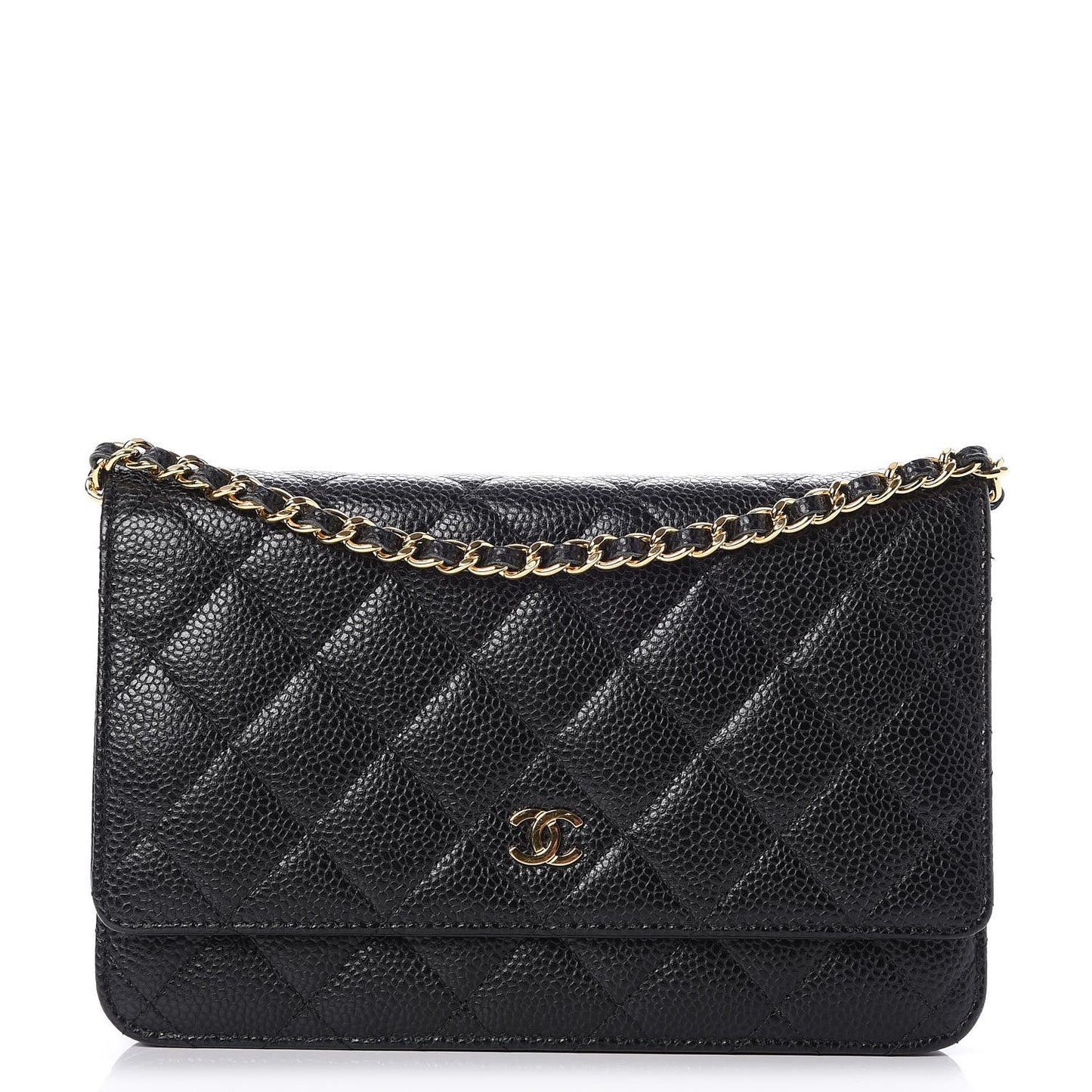 Caviar Quilted Wallet On Chain WOC Black