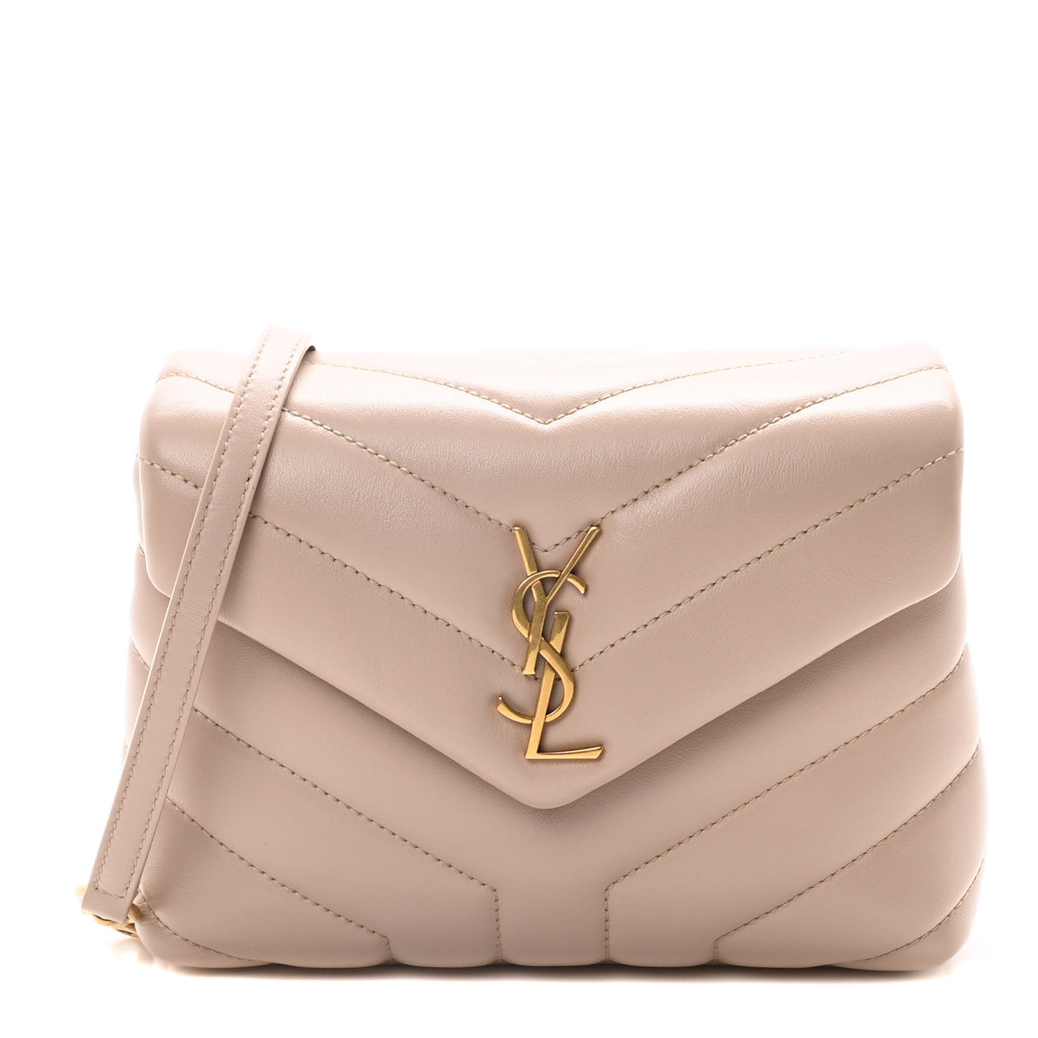 Saint Laurent Calfskin Y Quilted Monogram Toy Loulou Crossbody Bag Light Natural 1 of 10