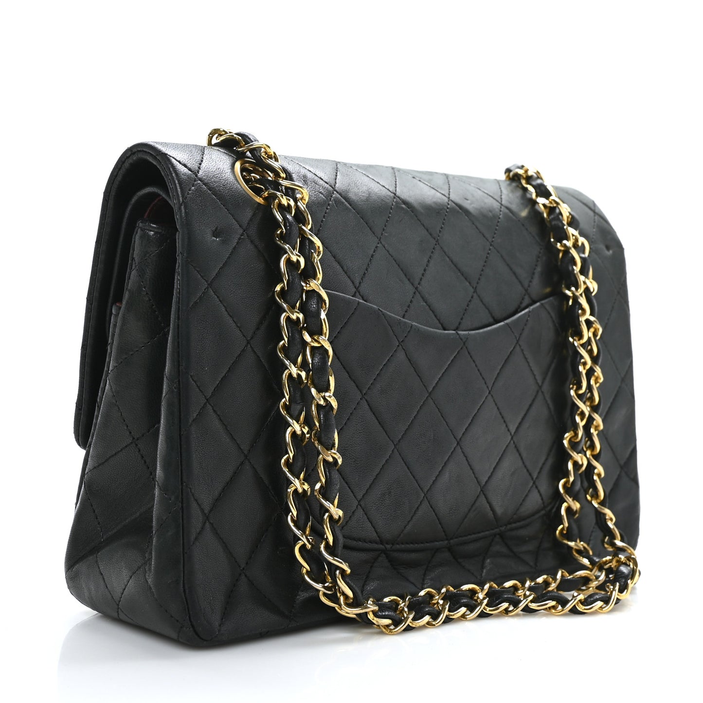Lambskin Quilted Medium Double Flap Black