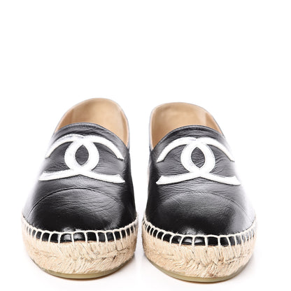 Chanel Lambskin CC Espadrilles 39 Black SIlver 2 of 11