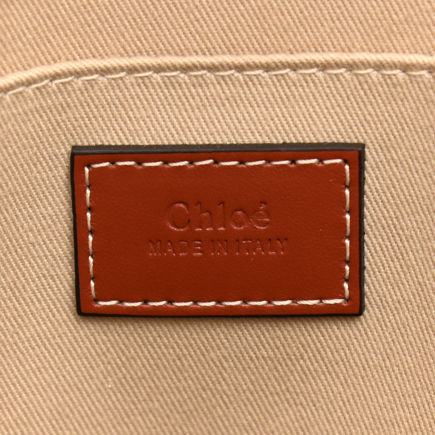 Chloe Cotton Calfskin Large Woody Ribbon Tote White Brown 11 of 15