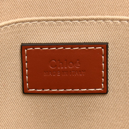 Chloe Cotton Calfskin Large Woody Ribbon Tote White Brown 11 of 15