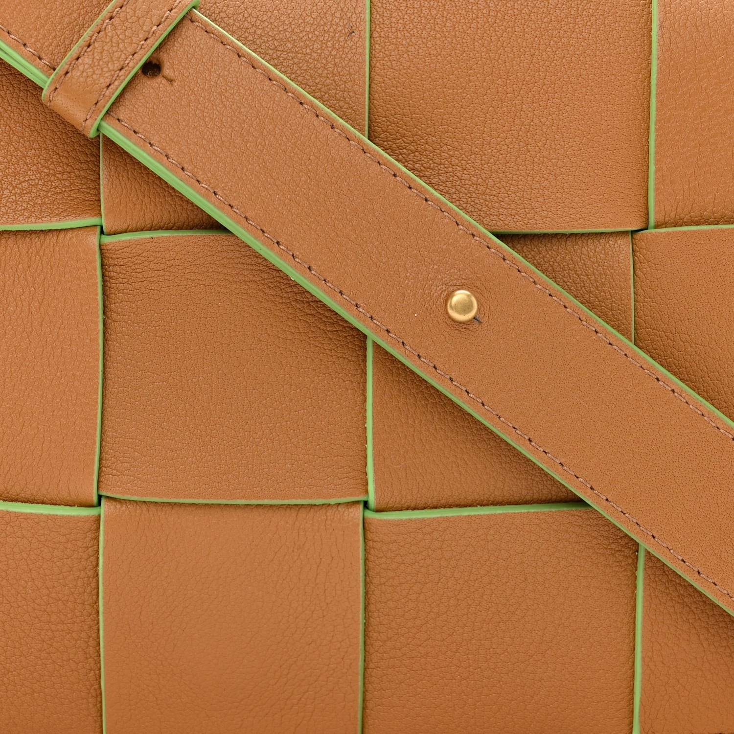 Bottega Veneta Grained Calfskin Maxi Intrecciato Cassette Crossbody Bag Caramel Pistachio 9 of 11
