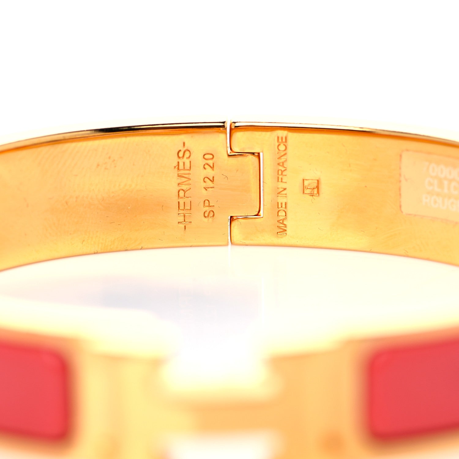 Hermes Enamel Narrow Clic Clac H Bracelet GM Rouge Corail 4 of 6