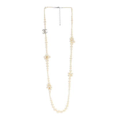 Chanel Pearl Cluster CC Long Necklace Silver 3 of 4