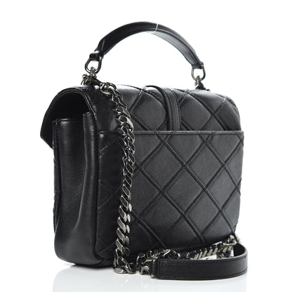 Saint Laurent Calfskin Matelasse Diamond Quilted Monogram Medium College Bag Black 4 of 11