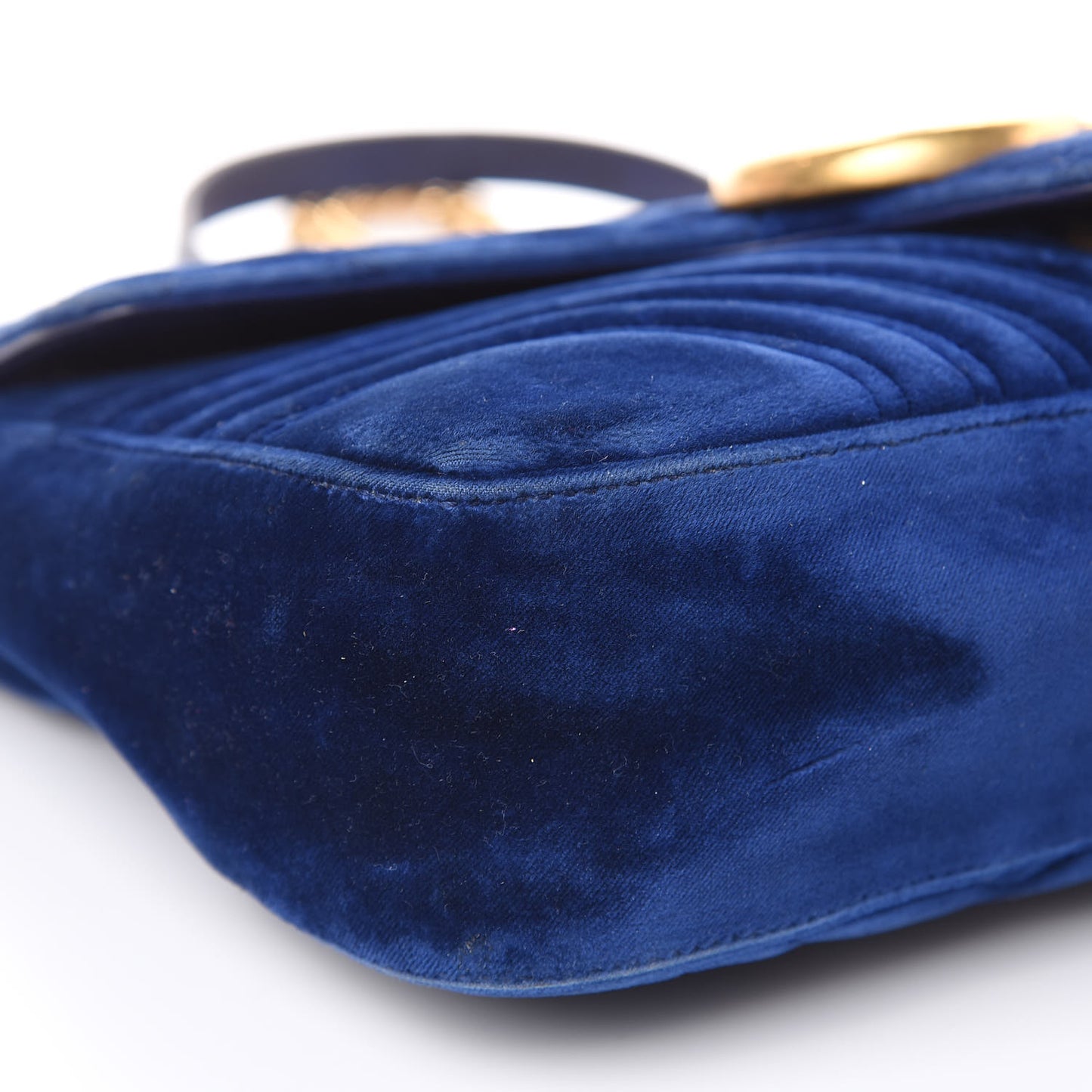 Velvet Matelasse Medium GG Marmont Shoulder Bag Cobalt Blue