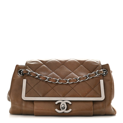 Chanel Calfskin Quilted Frame Flap Brown 1 of 8