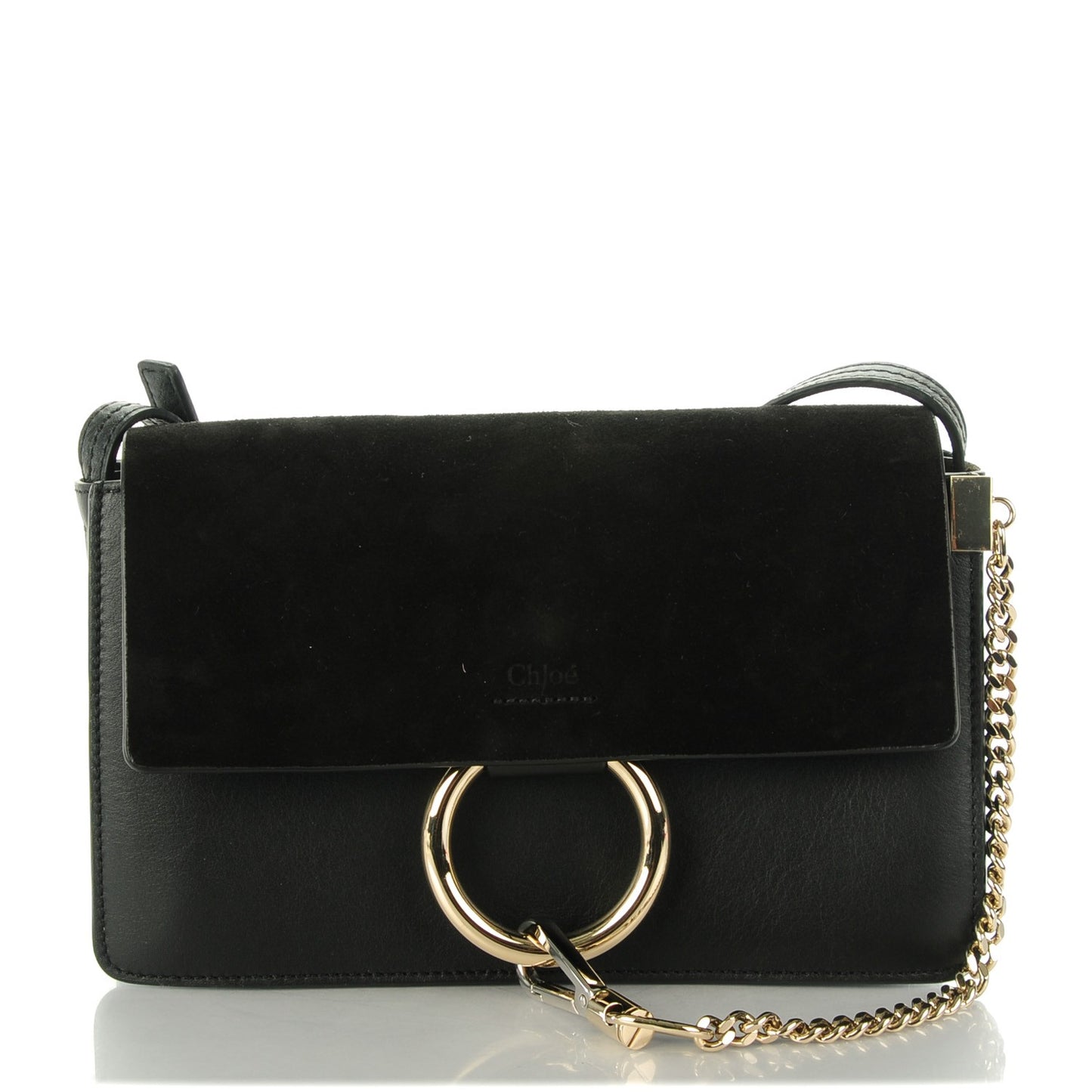 Suede Calfskin Small Faye Shoulder Bag Black