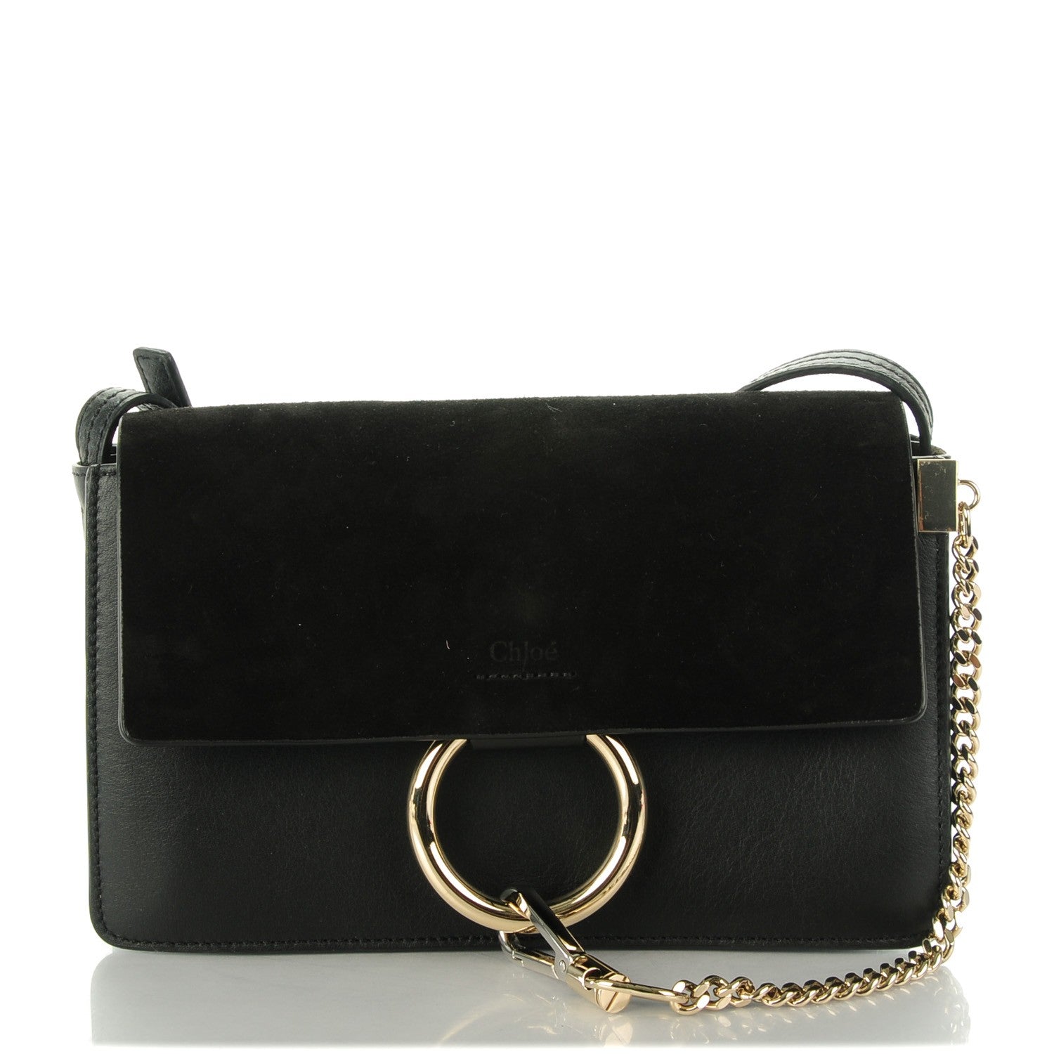 Chloe Suede Calfskin Small Faye Shoulder Bag Black 1 of 7