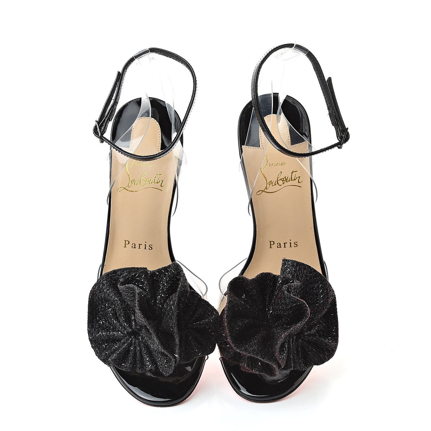 Metallic Calfskin Glitter Tonic PVC Fossiliza 100 Sandals 36 Black