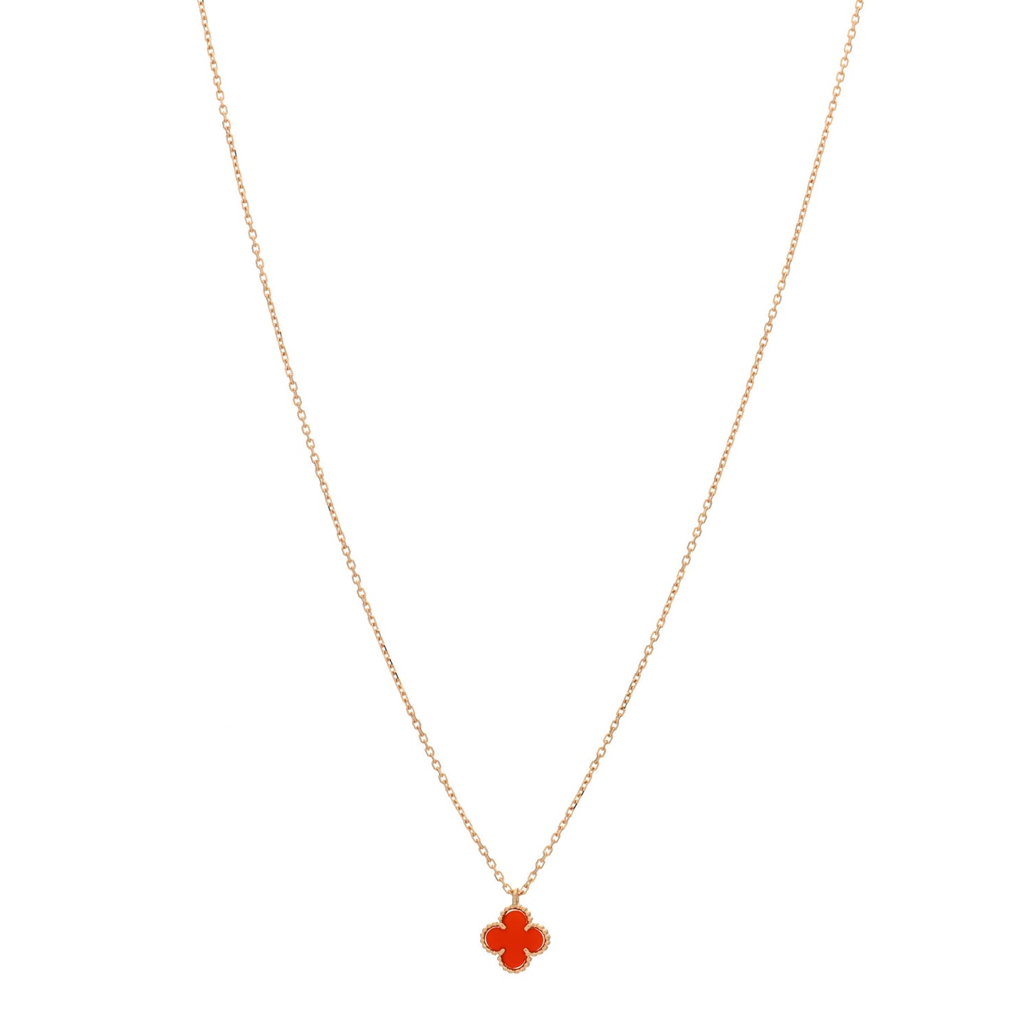 18K Rose Gold Carnelian Sweet Alhambra Pendant Necklace