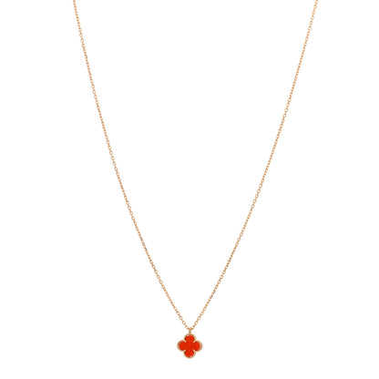 Van Cleef & Arpels 18K Rose Gold Carnelian Sweet Alhambra Pendant Necklace 1 of 3