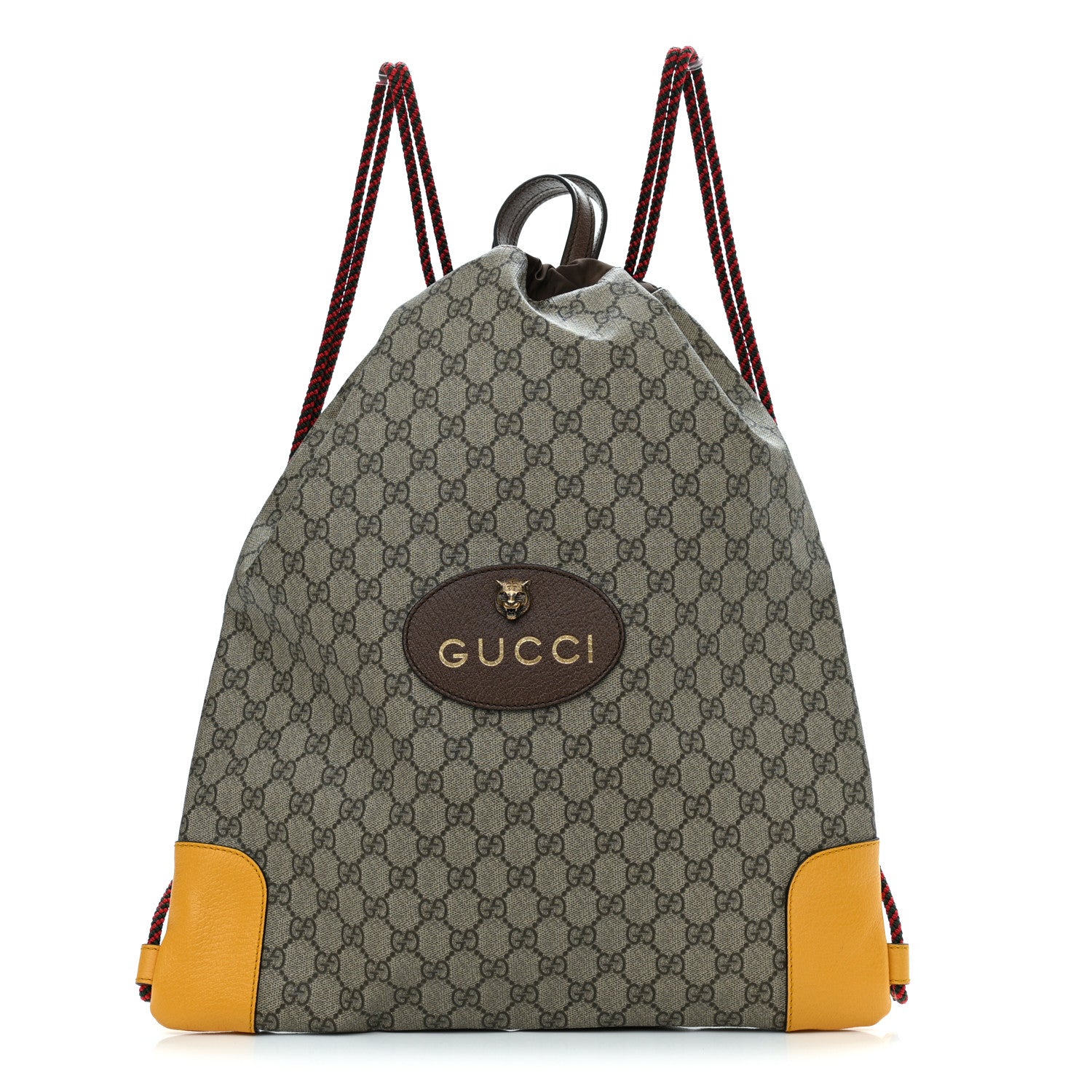 Gucci GG Supreme Monogram Neo Vintage Drawstring Backpack Beige New Acero Crop 1 of 8