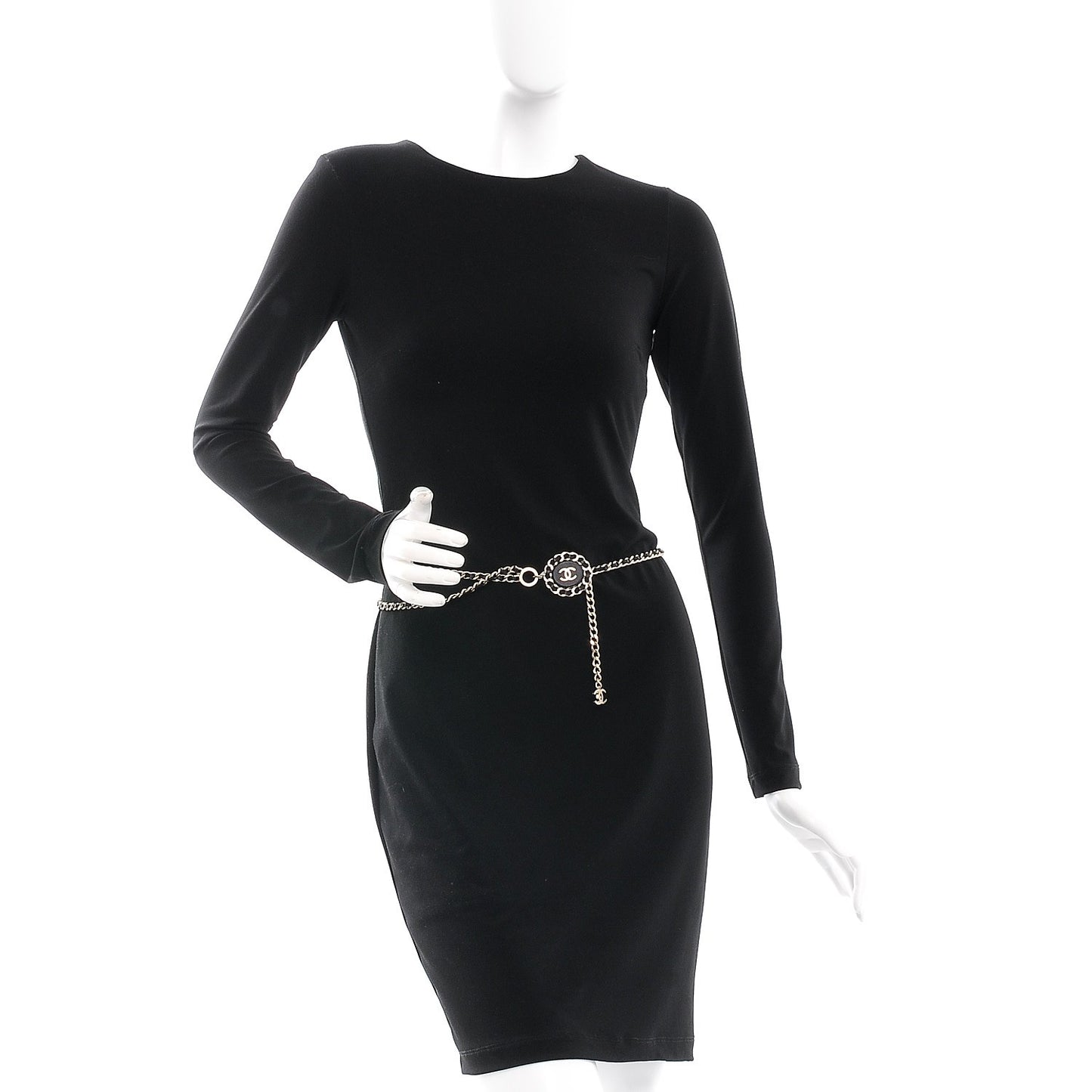 Lambskin Chain CC Fancy Belt 90 Black Gold