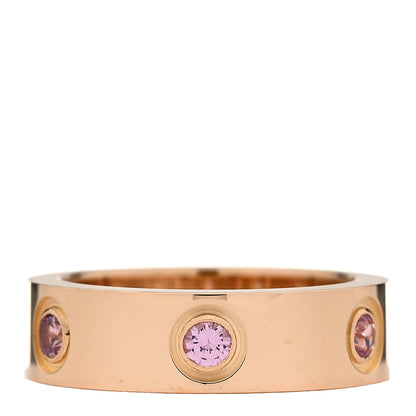 Cartier 18K Pink Gold 6 Pink Sapphire 5.5mm LOVE Ring 51 5.75 3 of 5