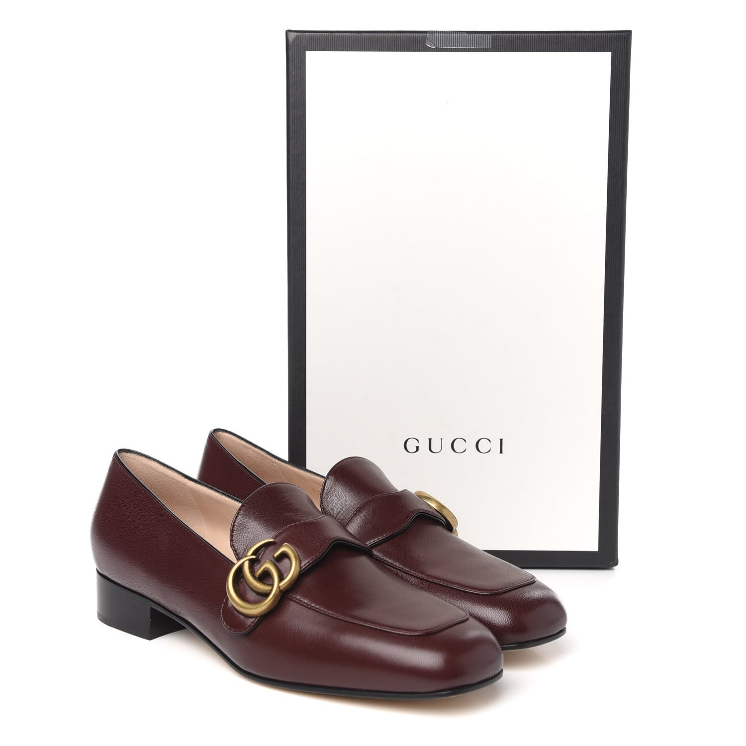 Gucci Malaga Kid Womens GG Marmont Loafers 37.5 Vintage Bordeaux 10 of 10