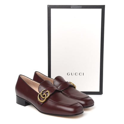Gucci Malaga Kid Womens GG Marmont Loafers 37.5 Vintage Bordeaux 10 of 10