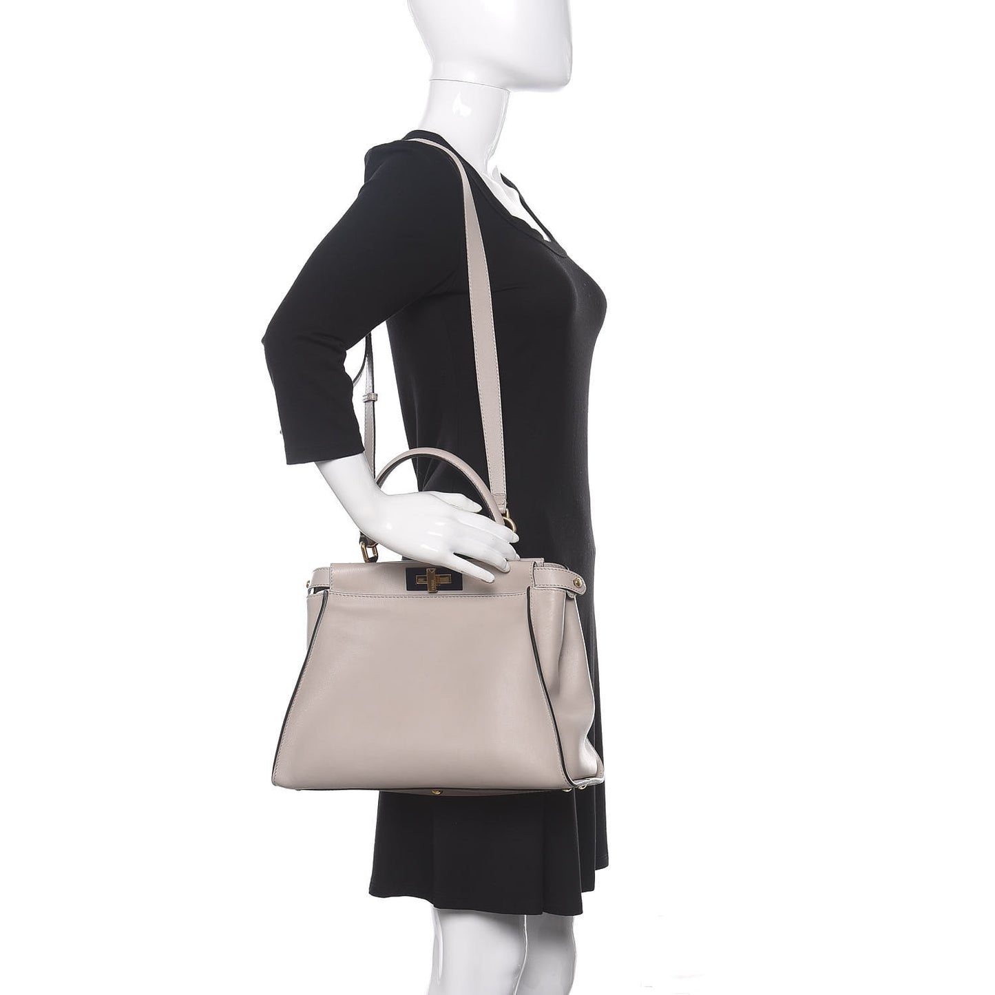 Vitello Seta Shiny Nappa Medium Peekaboo Iconic Satchel Grigio Polvere Magenta