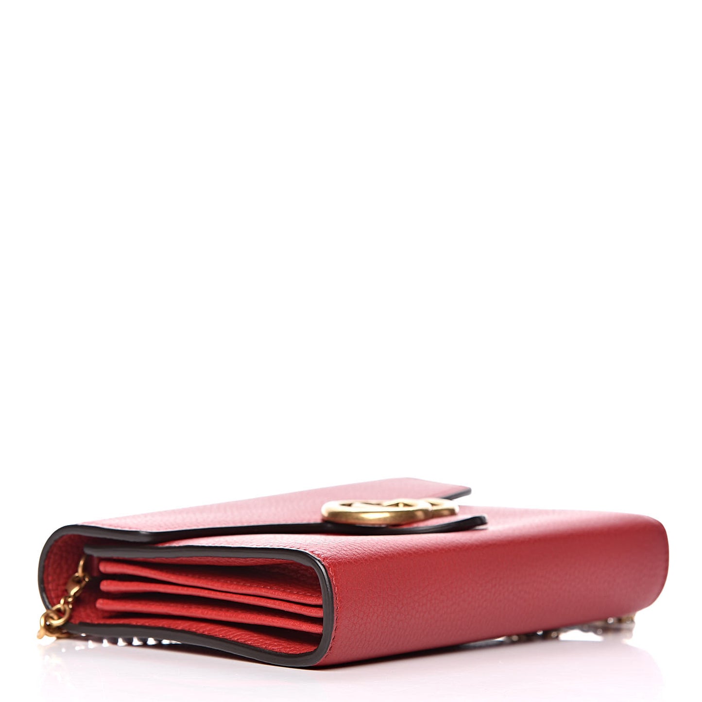 Calfskin GG Marmont Chain Wallet Vulcanic Red