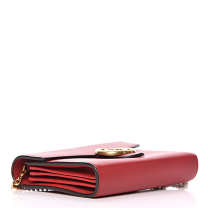 Gucci Calfskin GG Marmont Chain Wallet Vulcanic Red 4 of 10