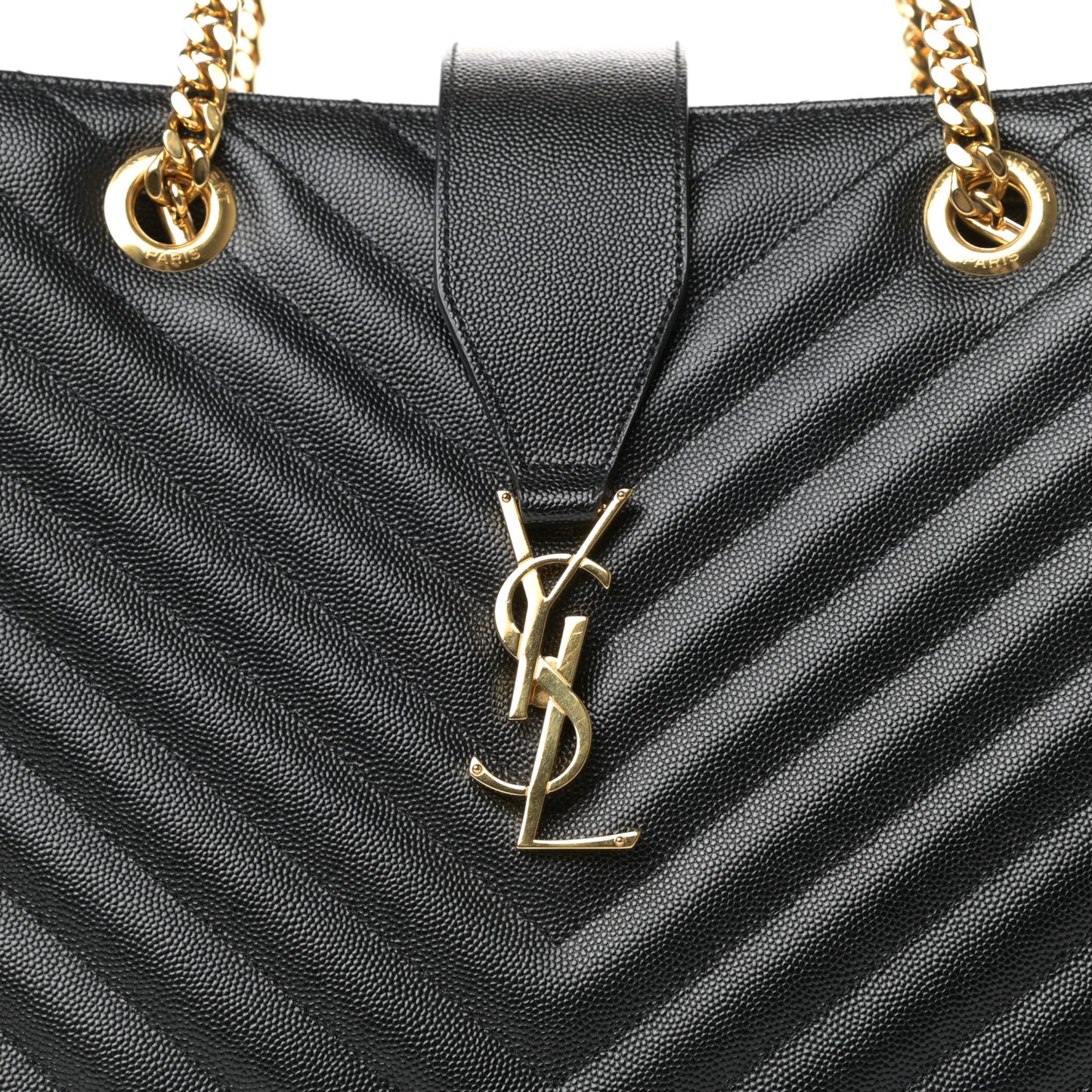 Grain De Poudre Matelasse Chevron Monogram Shopping Bag Black