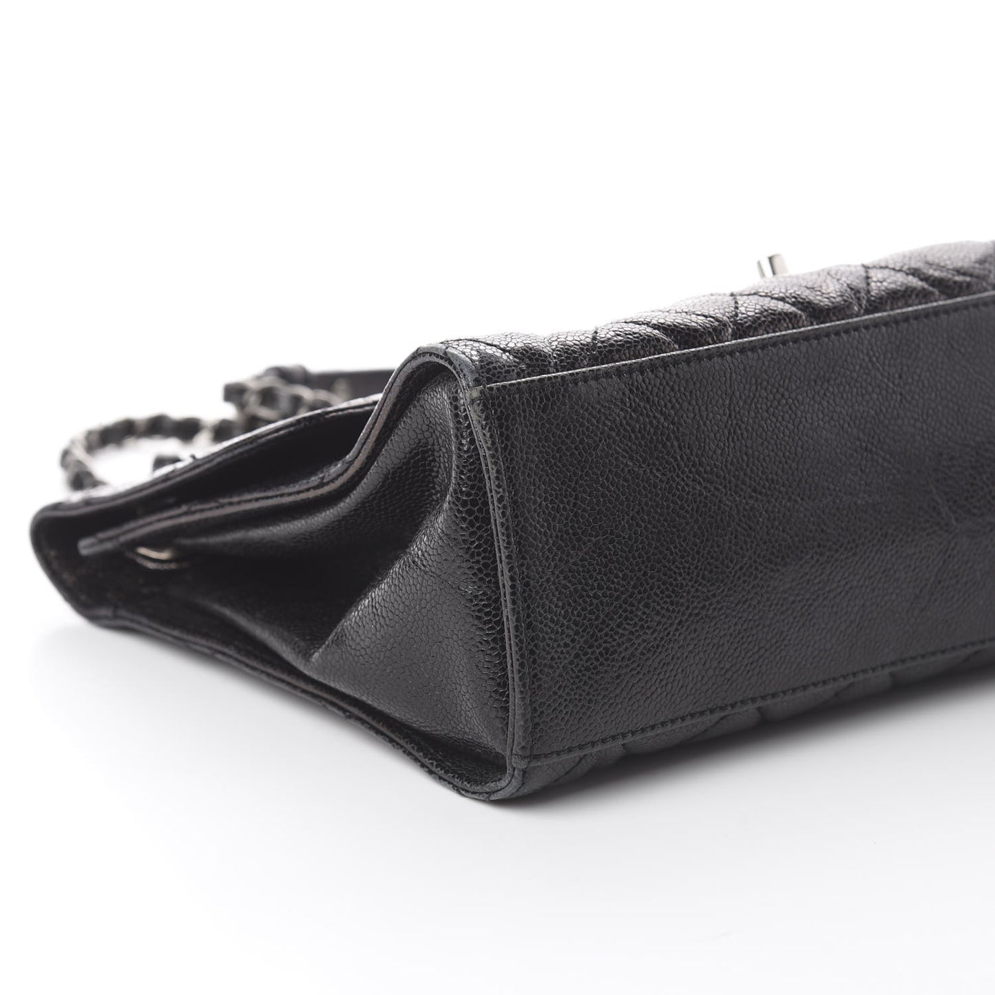 Crumpled Grained Calfskin Jumbo CC Crave Flap Black