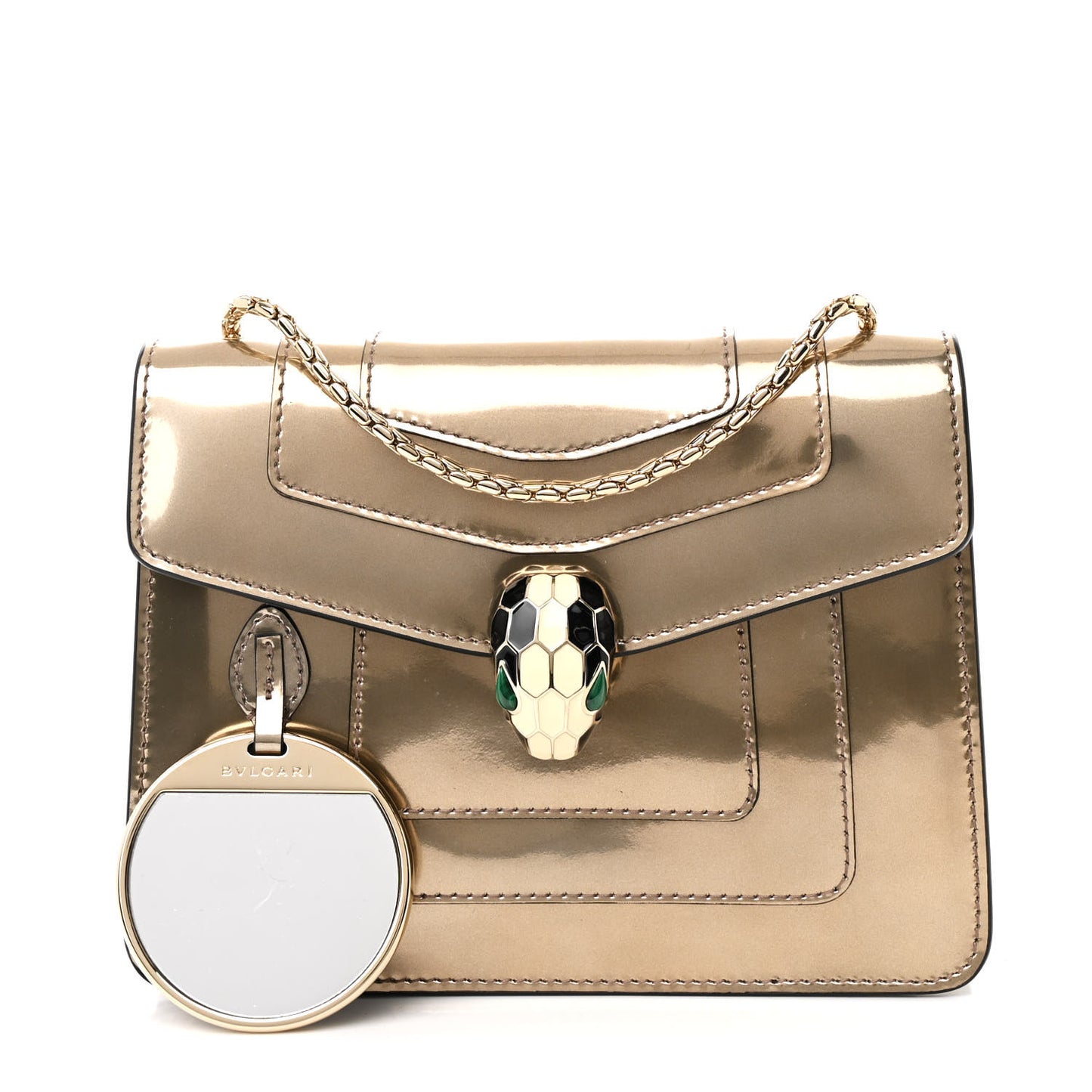 Metallic Calfskin Small Serpenti Forever Snake Strap Crossbody Bag Bronze