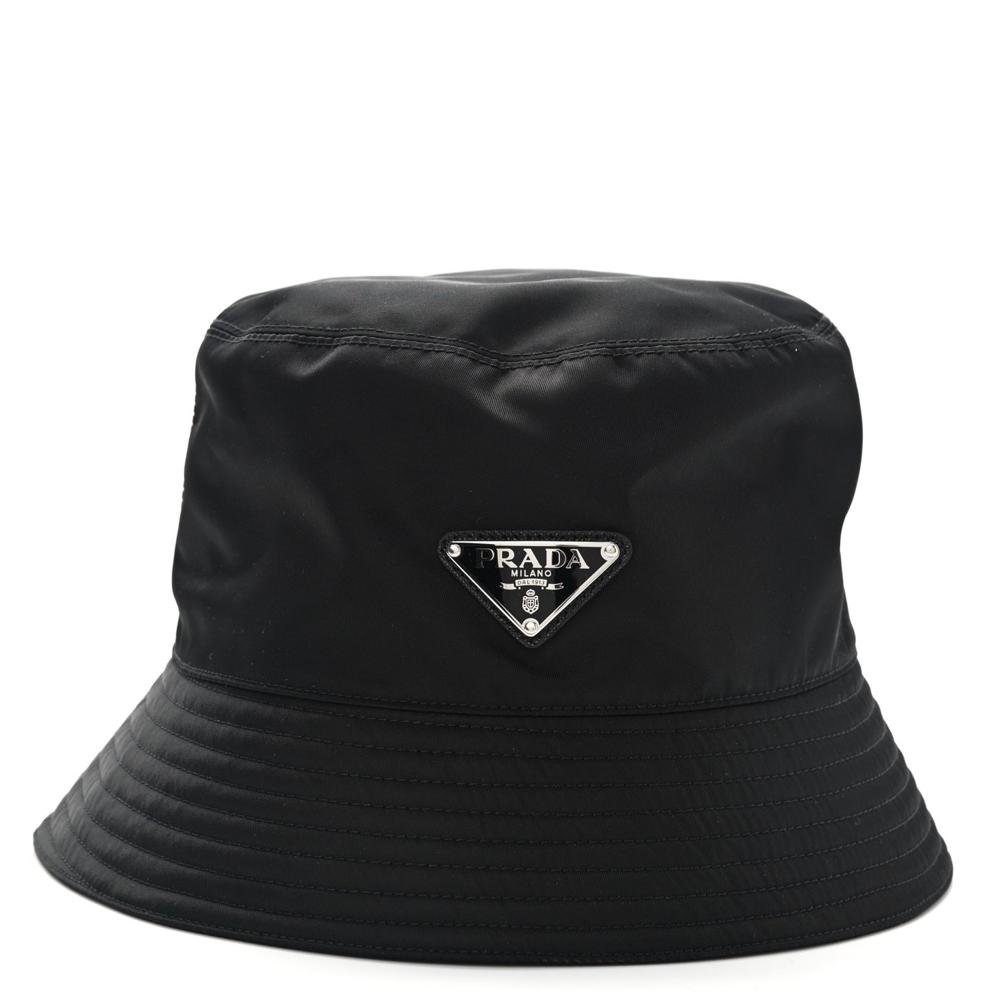 Re-Nylon Metal Triangle Logo Womens Bucket Hat L Black