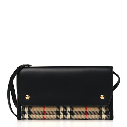 Burberry Calfskin Vintage Check Phone Pocket Crossbody Archive Beige Black 1 of 8