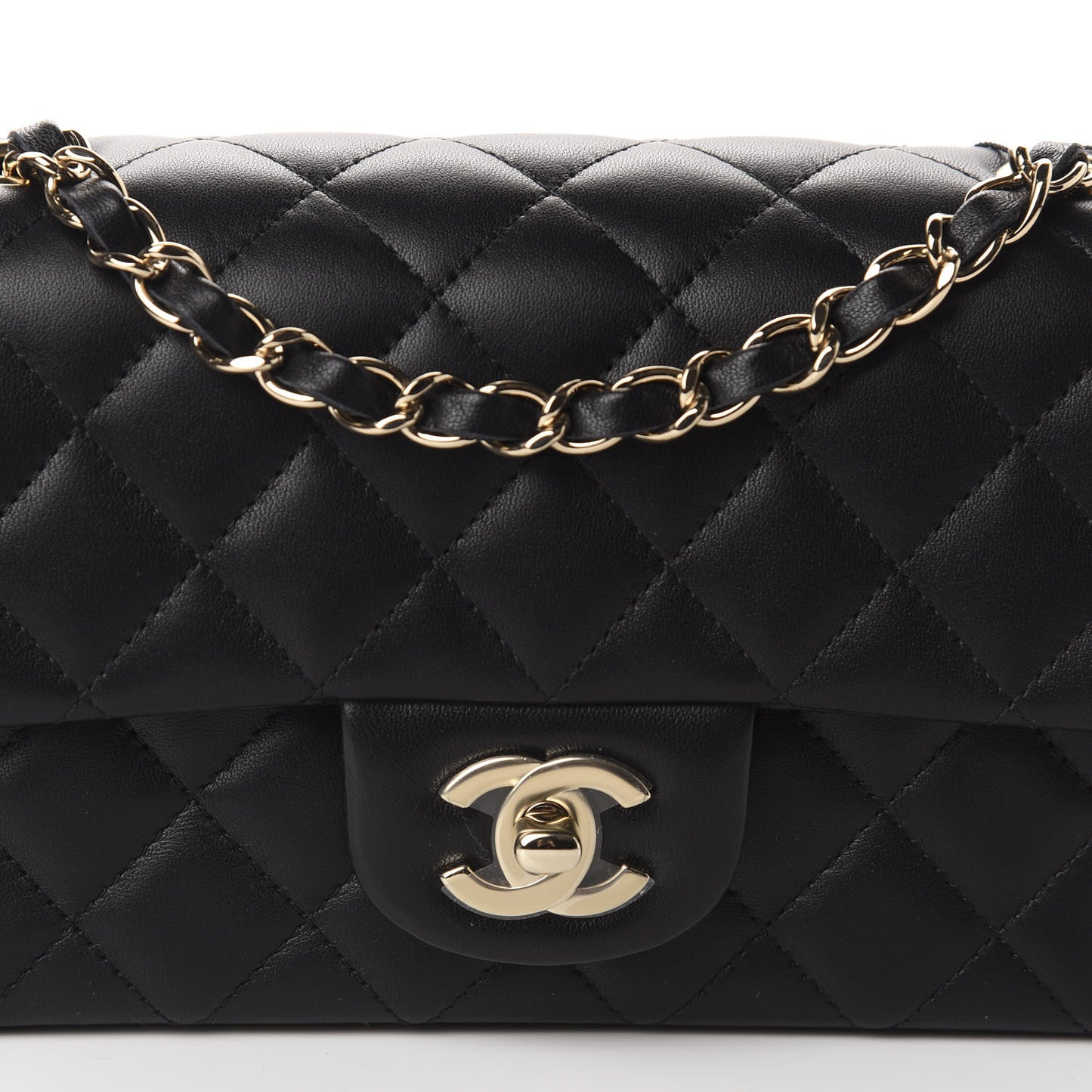 Lambskin Quilted Mini Rectangular Flap Black