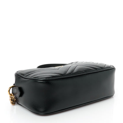 Gucci Calfskin Matelasse Small GG Marmont Chain Shoulder Bag Black 4 of 11
