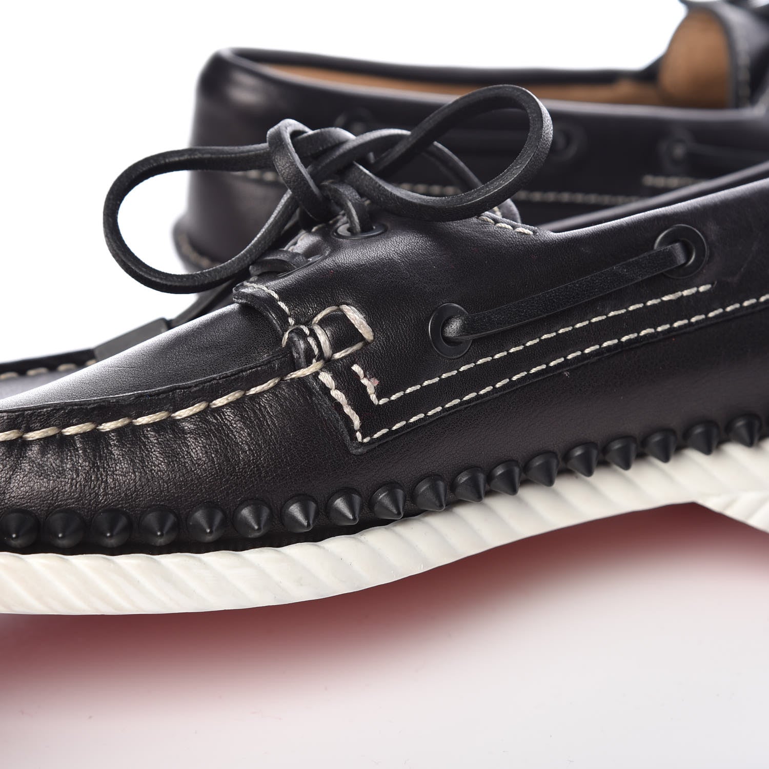 Christian Louboutin Calfskin Mens Steckel Spikes Boat Shoe 39 Black 11 of 11
