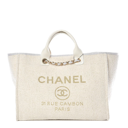Chanel Lurex Boucle Medium Deauville Tote White 1 of 10