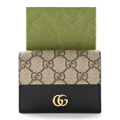 Gucci Dollar Calfskin GG Supreme Monogram GG Marmont Card Case Black Beige Ebony 9 of 9