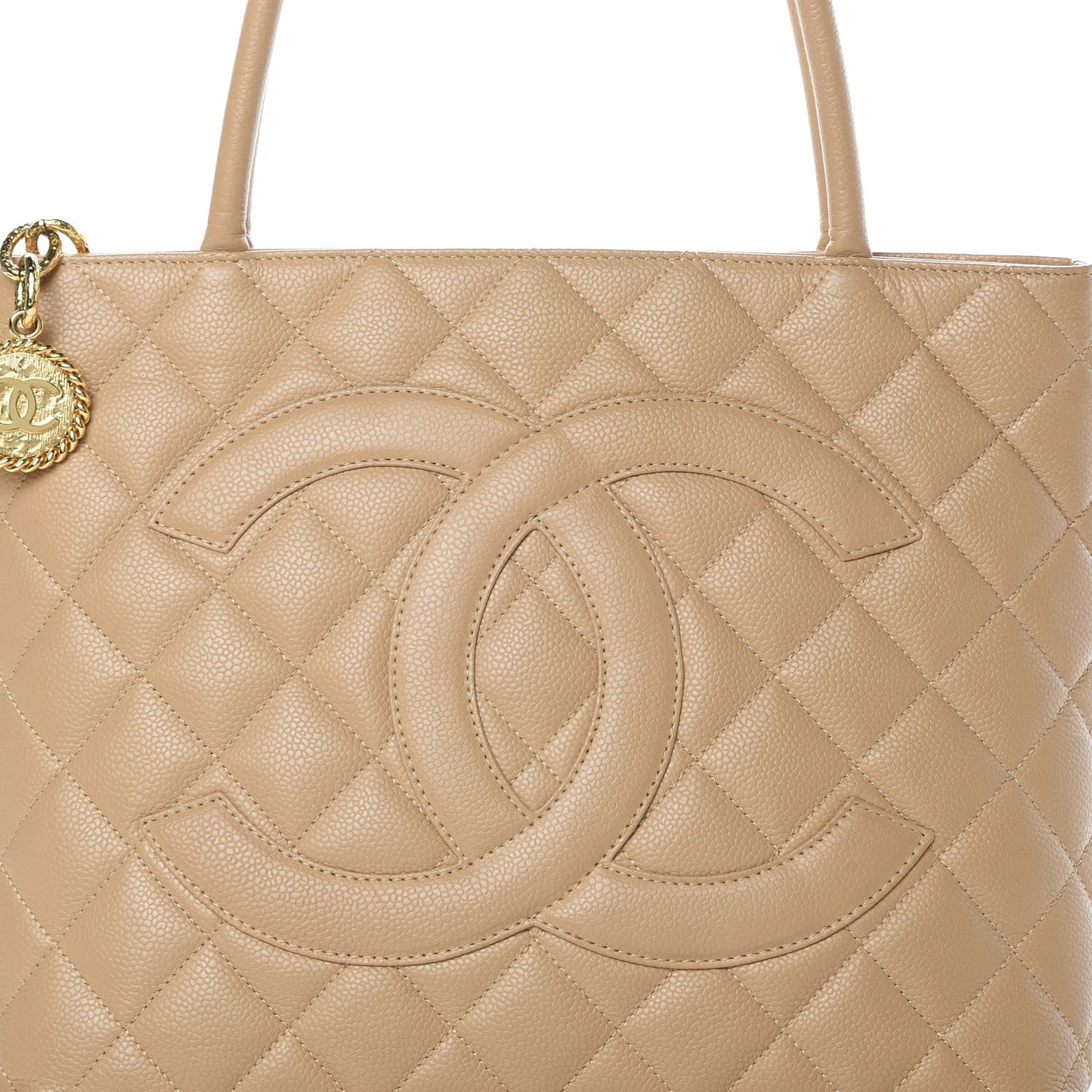 Caviar Quilted Medallion Tote Beige