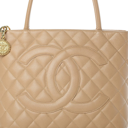 Chanel Caviar Quilted Medallion Tote Beige 8 of 12