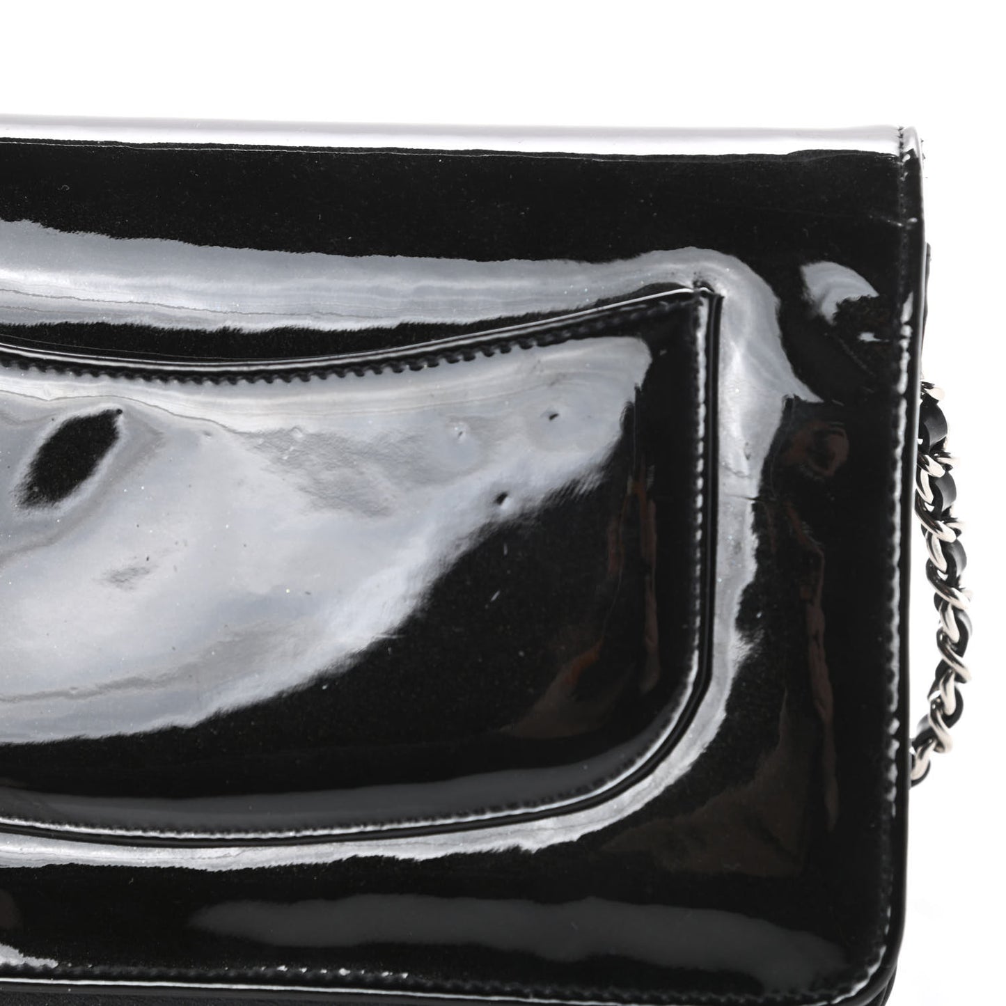 Patent Strass Wallet On Chain WOC Black