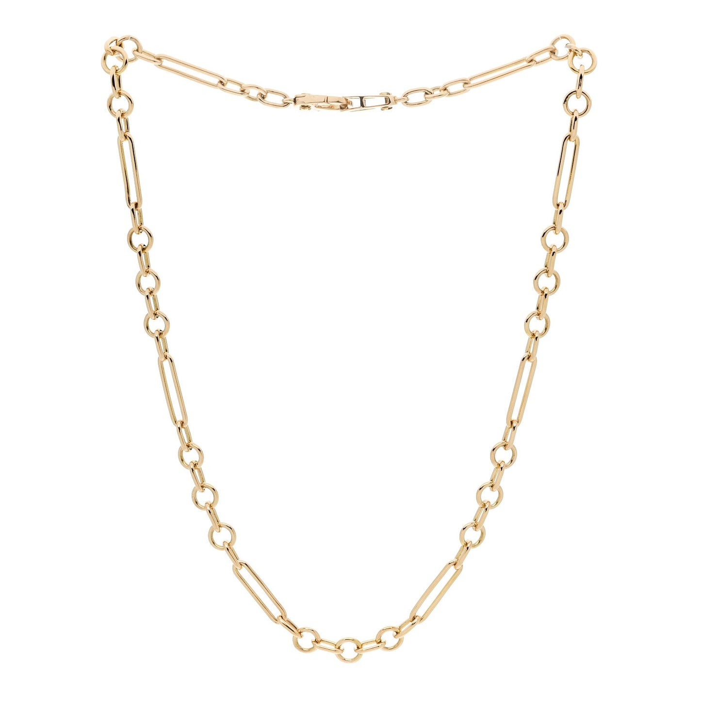 18K Yellow Gold Sister Hook Small Mixed Chain Necklace 16"