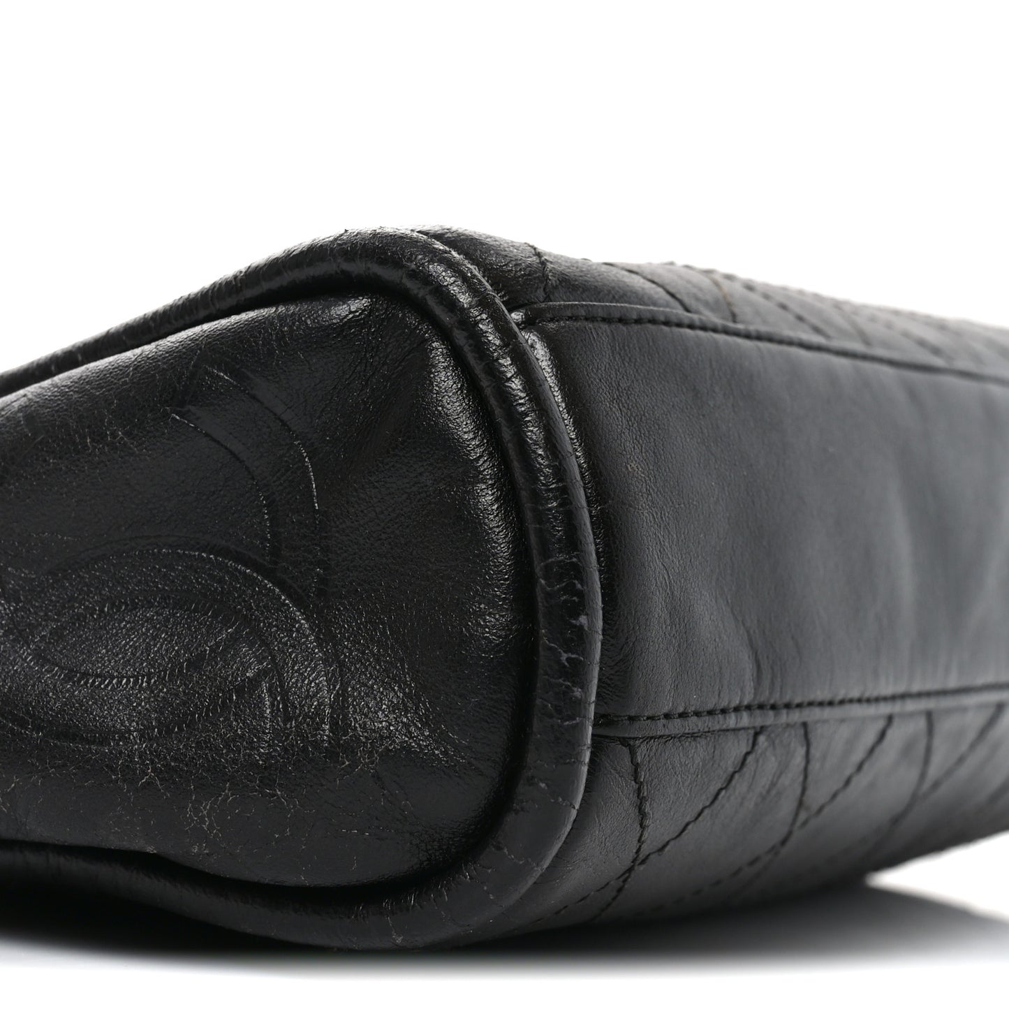 Lambskin Stitched Medium Ultimate Soft Tote Black