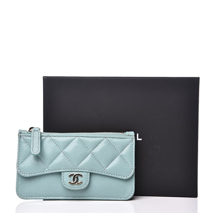 Chanel Caviar Quilted Flap Zip Card Holder Light Blue 6 of 6