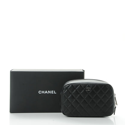 Chanel Lambskin Quilted Medium Curvy Pouch Cosmetic Case Black 8 of 8