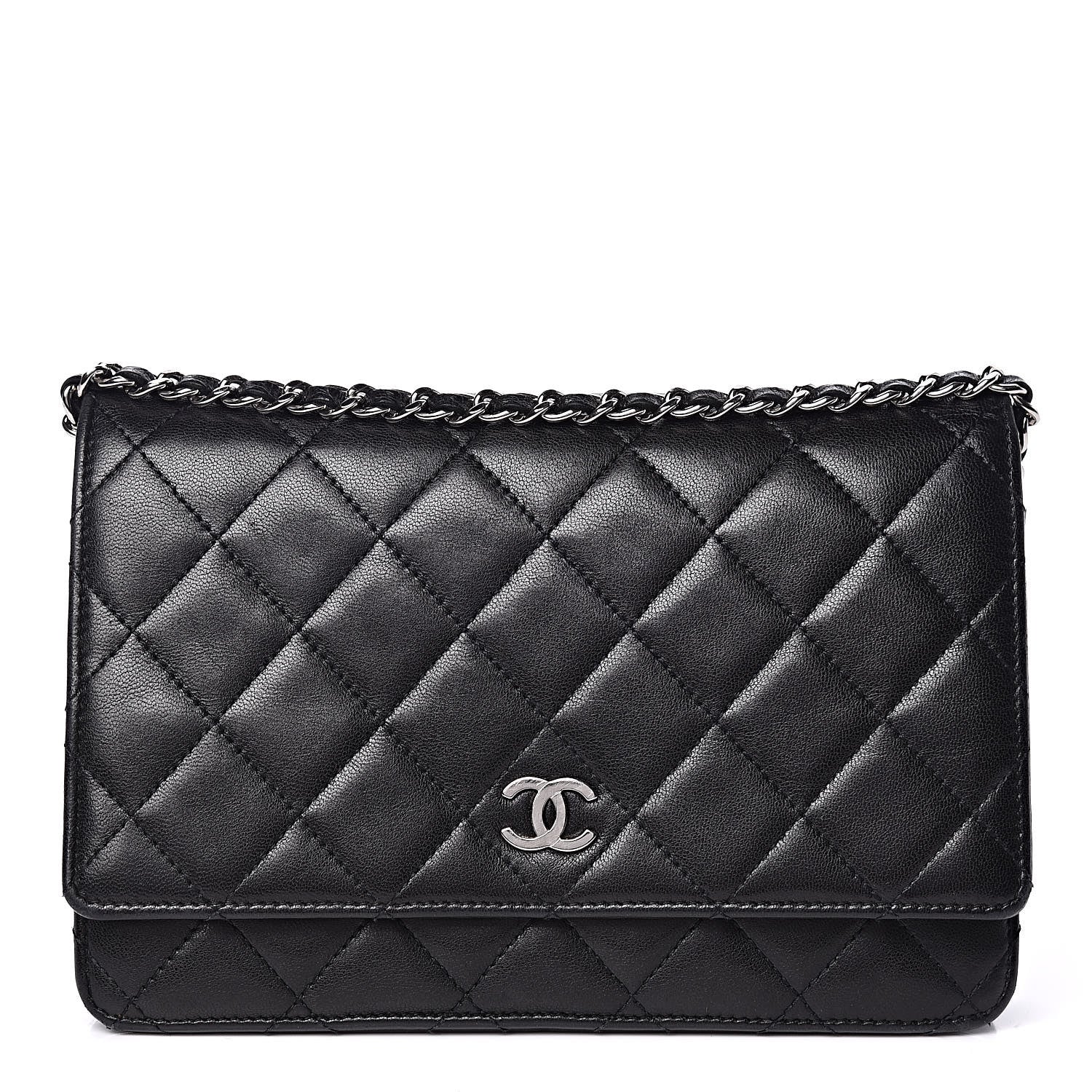Chanel Lambskin Quilted Wallet On Chain WOC Black 1 of 18