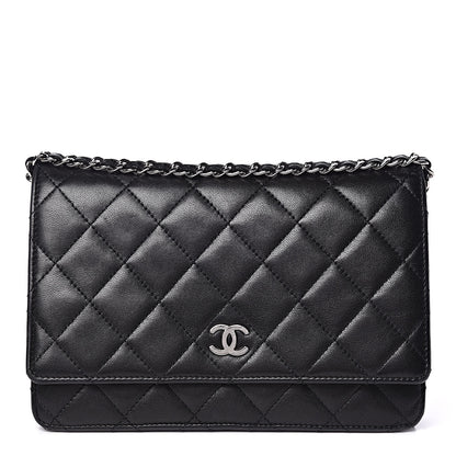 Chanel Lambskin Quilted Wallet On Chain WOC Black 1 of 18