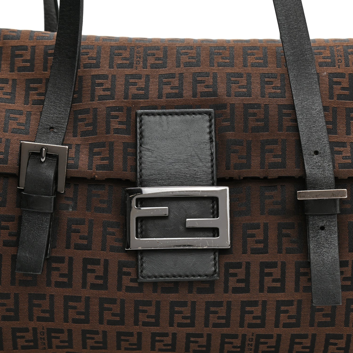 Fendi Zucchino Flap Shoulder Bag Brown 7 of 10