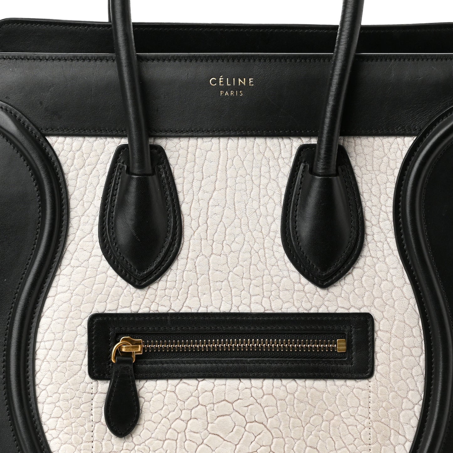 Calfskin Micro Bi-Color Luggage Black White