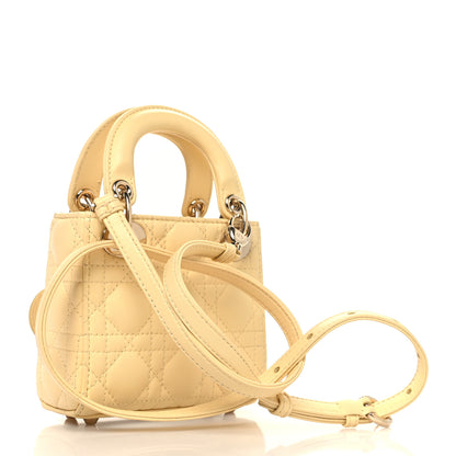 Christian Dior Lambskin Cannage Micro Lady Dior Soft Yellow 3 of 11