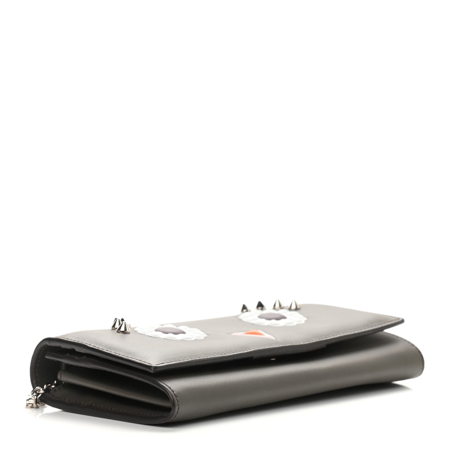 Vitello Century Lucido Hypnoteyes Studded Continental Wallet On Chain Carbone White Multicolor