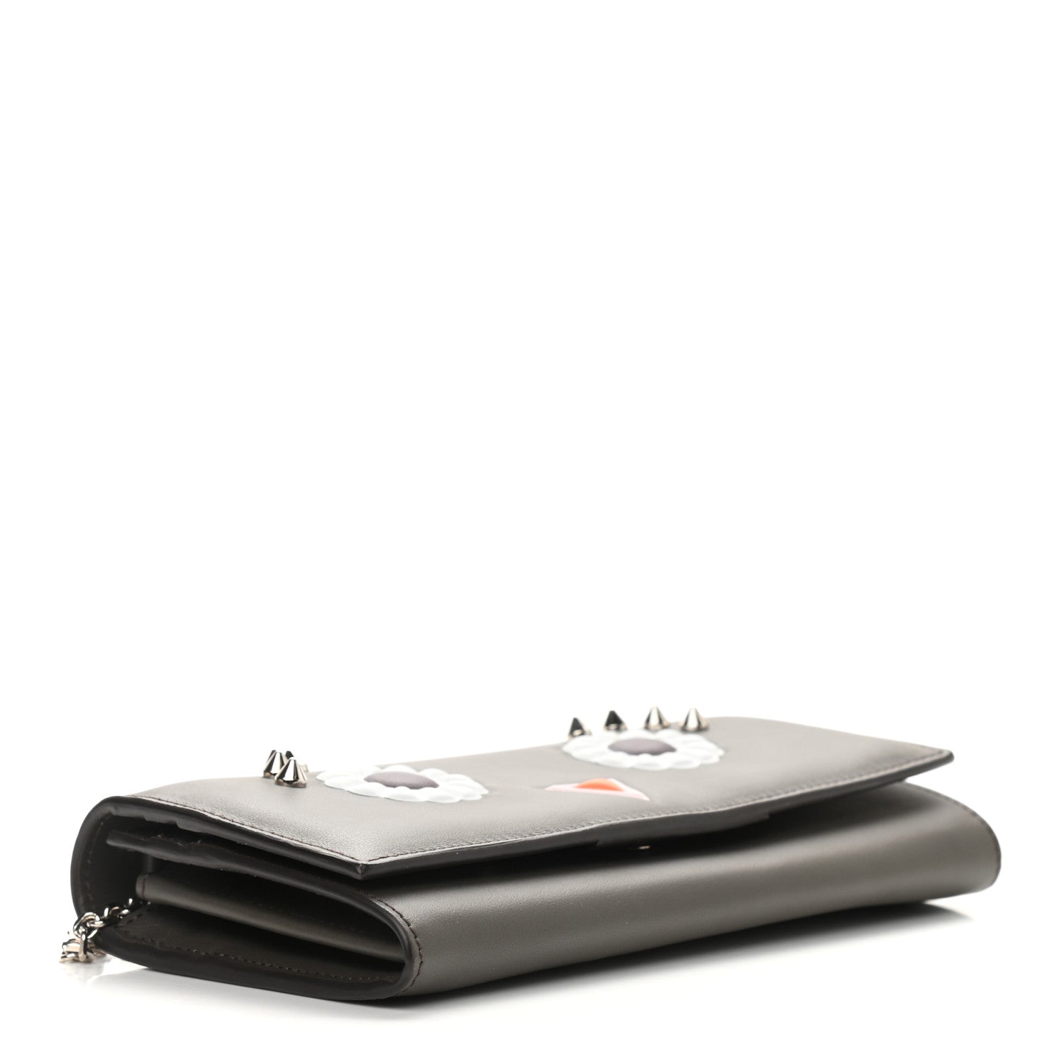 Fendi Vitello Century Lucido Hypnoteyes Studded Continental Wallet On Chain Carbone White Multicolor 3 of 8